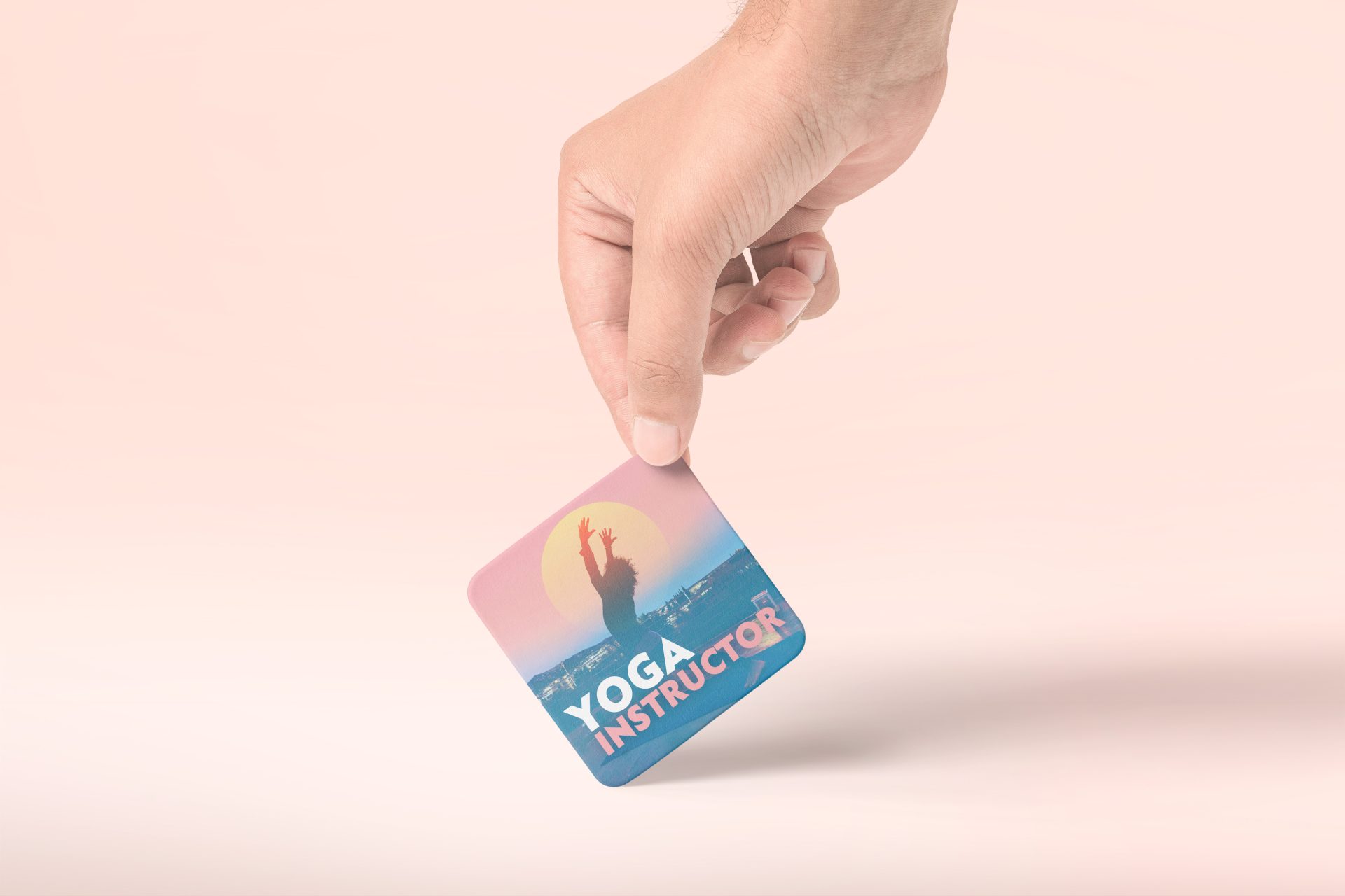 Professional yoga business card mockup – clean design reflecting peaceful and balanced branding